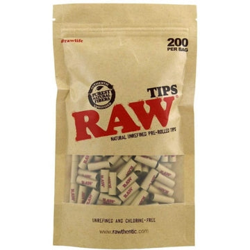 RAW Tips Pre Rolled 200 Tips In Bag